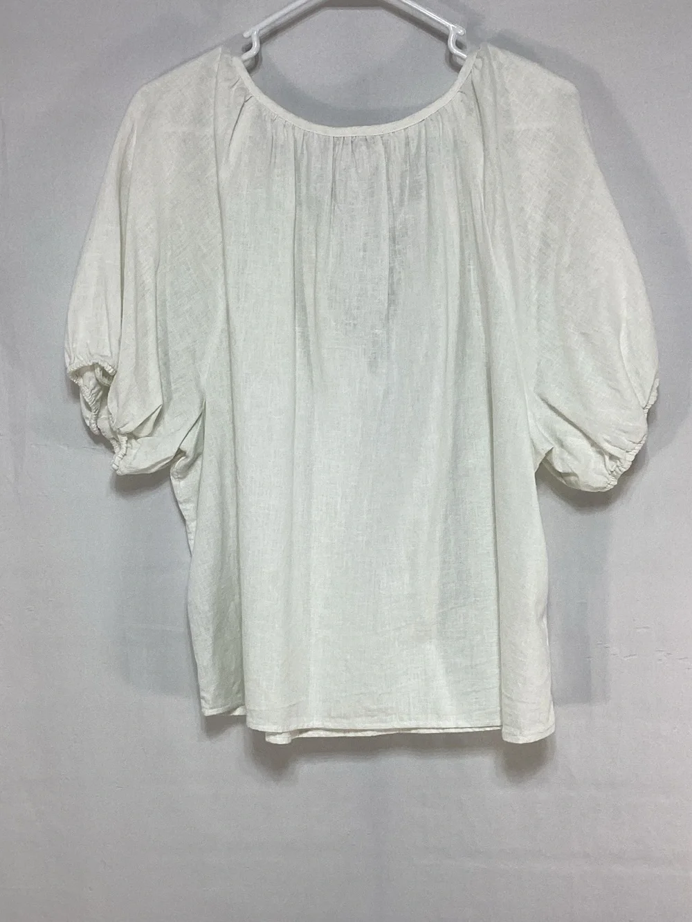 Abercrombie & Fitch XL Cream Tie-Neck Peasant Blouse